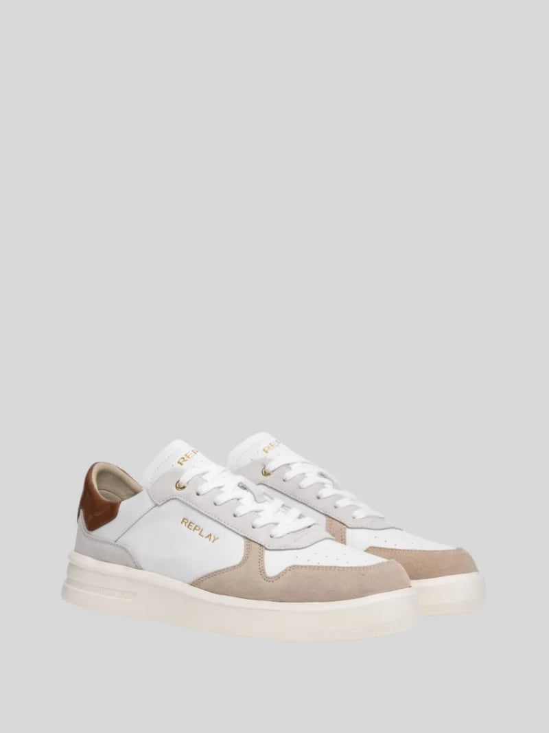 Replay Men's University M Court white beige sneakers