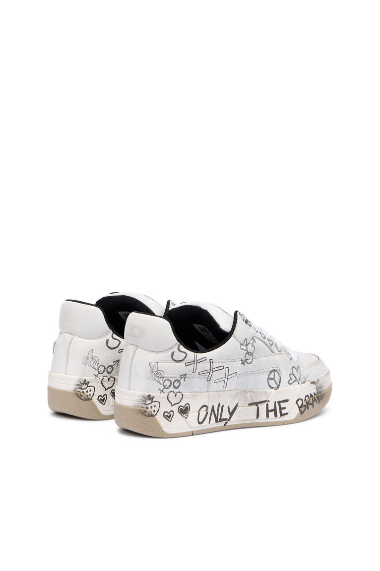 Diesel Women's D-Ollie-Leather sneakers with graffiti print