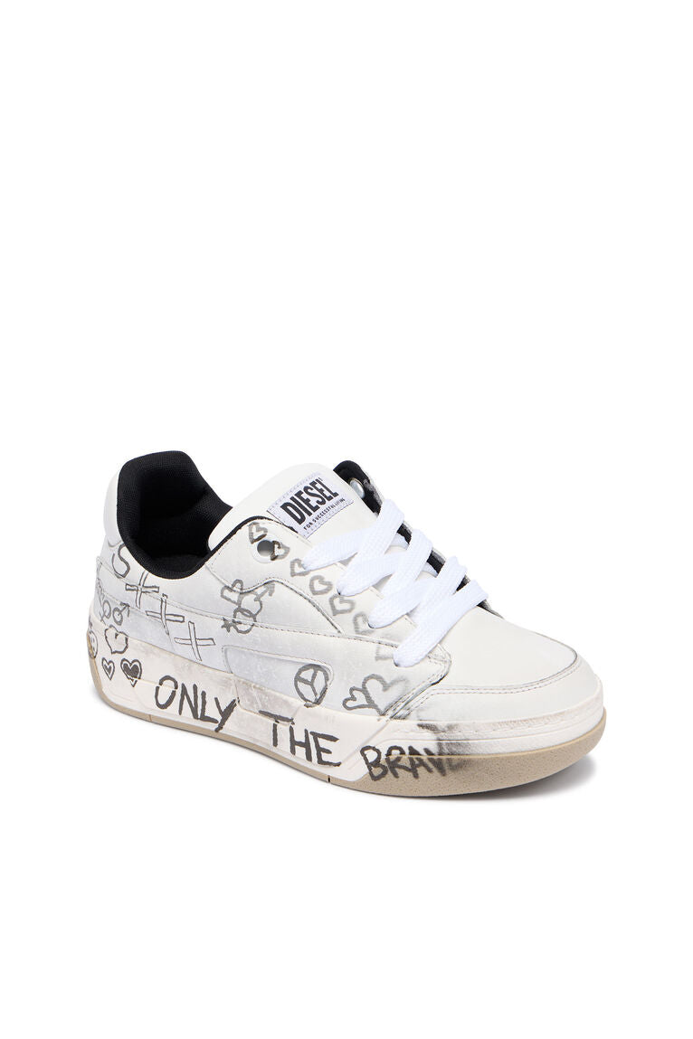 Diesel Women's D-Ollie-Leather sneakers with graffiti print