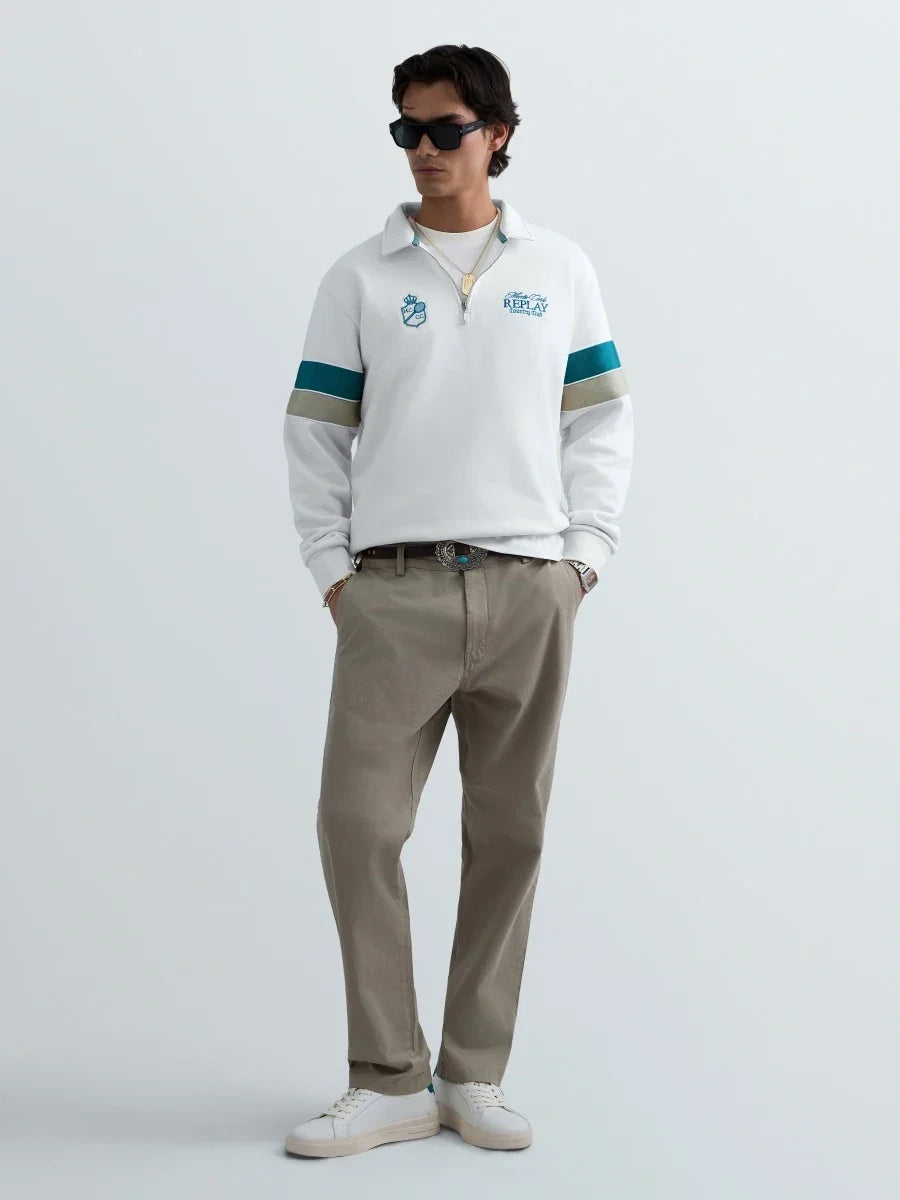 REPLAY MEN'S MONTE CARLO COUNTRY CLUB COLLECTION SWEATSHIRT WITH CONTRASTING BANDS