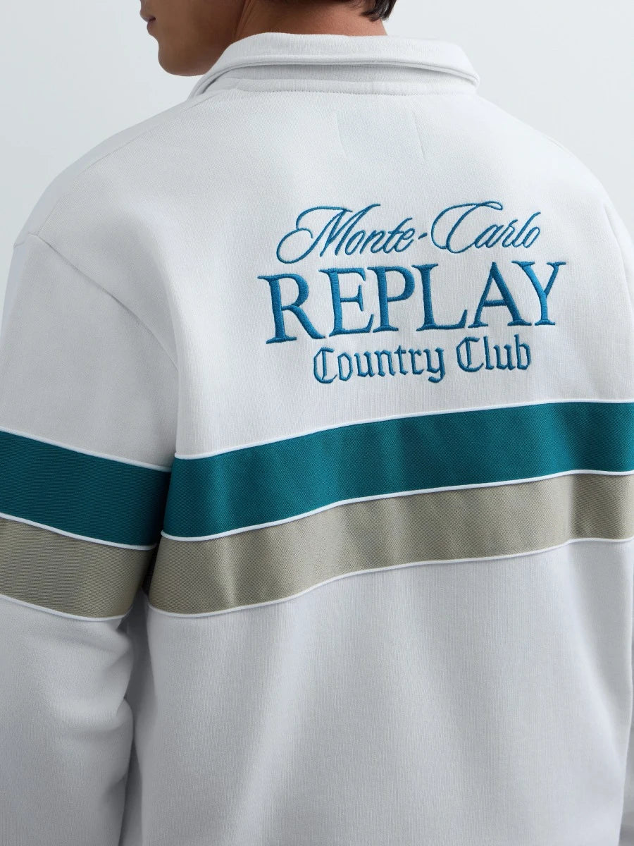 REPLAY MEN'S MONTE CARLO COUNTRY CLUB COLLECTION SWEATSHIRT WITH CONTRASTING BANDS
