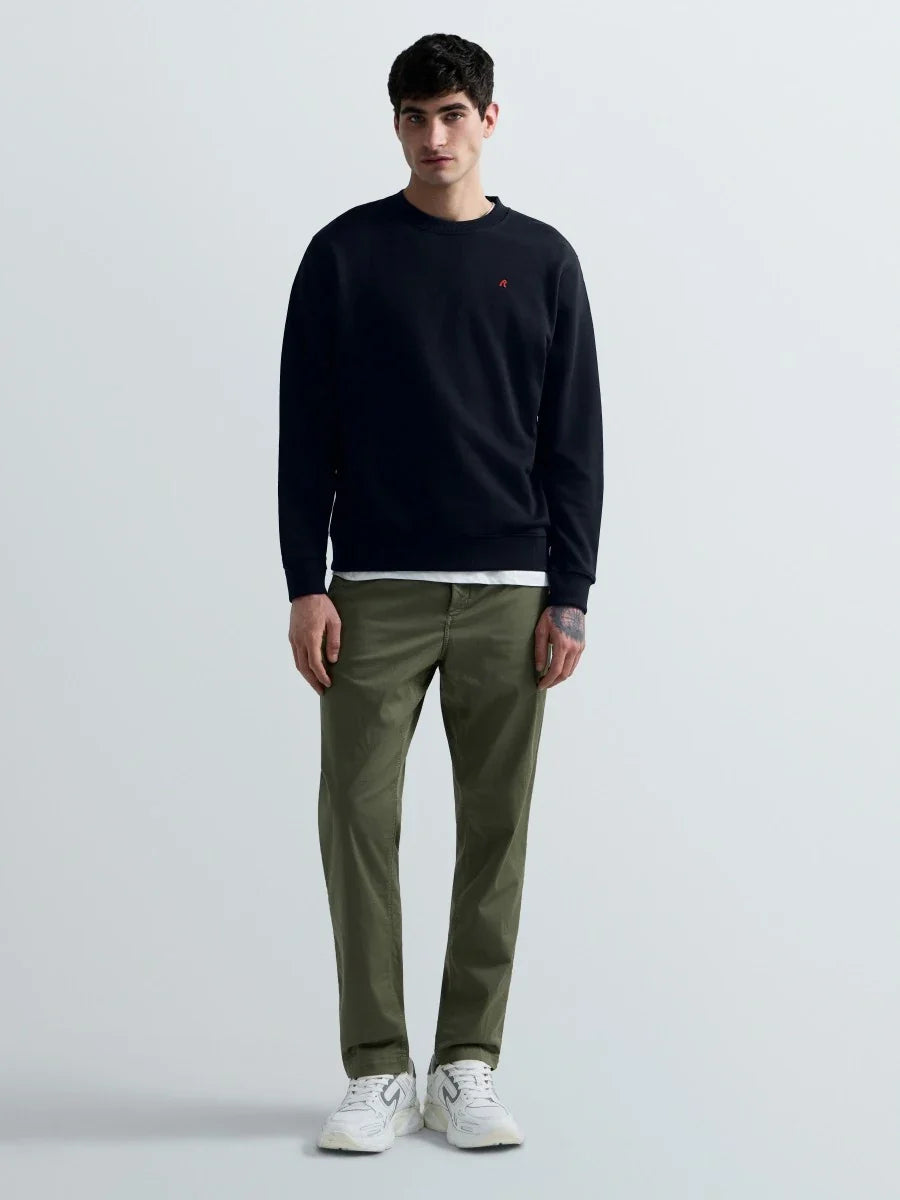 REPLAY MEN'S TERRY COTTON SWEATSHIRT WITH R EMBROIDERY
