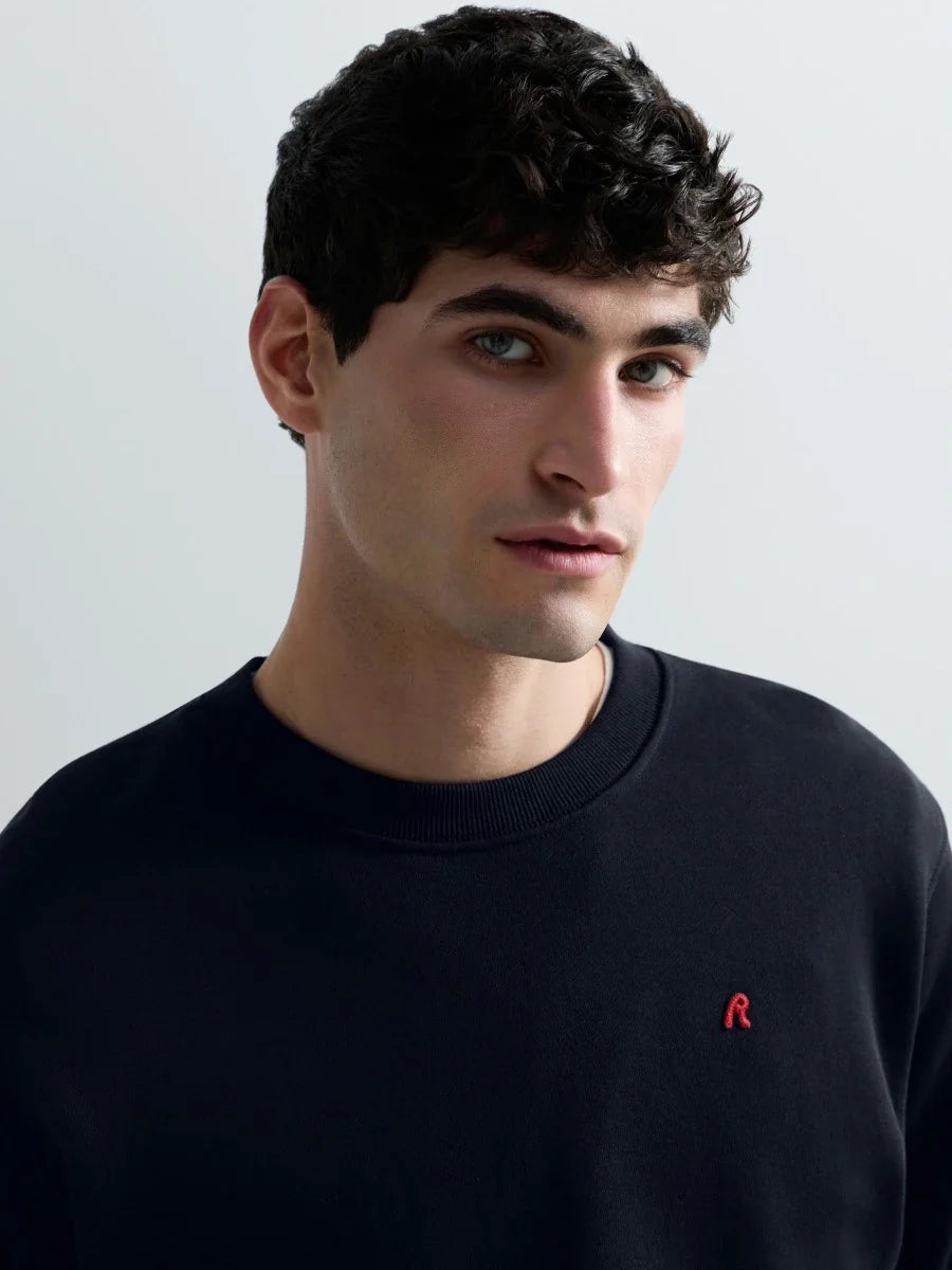 REPLAY MEN'S TERRY COTTON SWEATSHIRT WITH R EMBROIDERY
