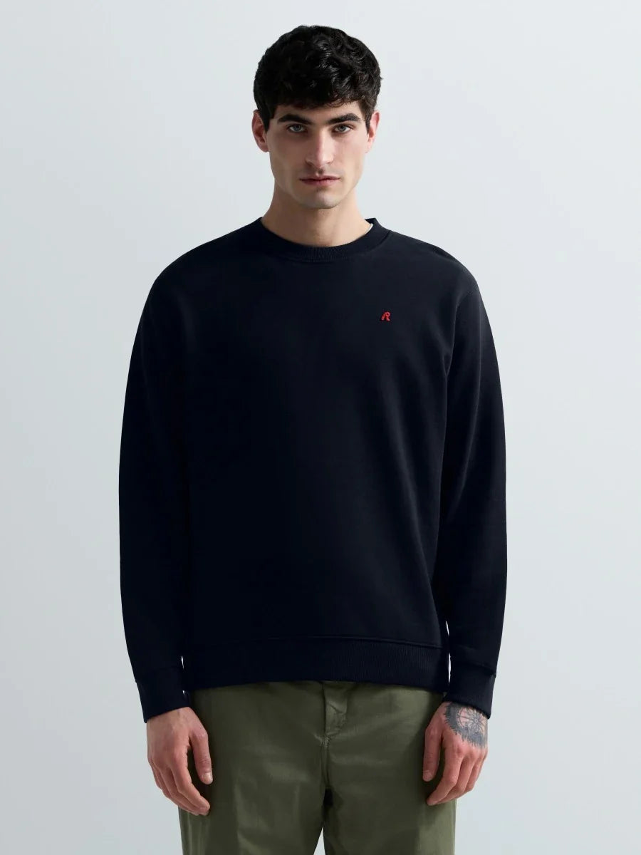 REPLAY MEN'S TERRY COTTON SWEATSHIRT WITH R EMBROIDERY