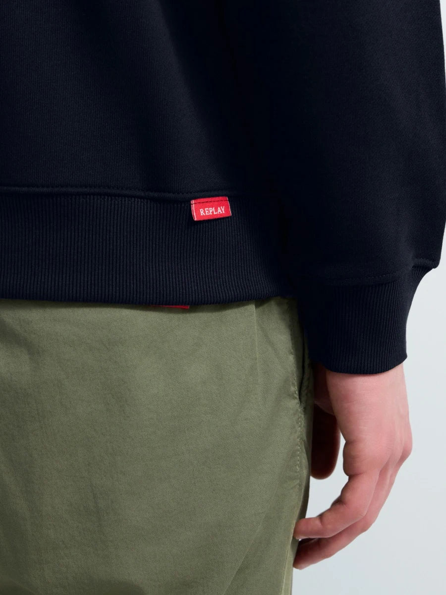 REPLAY MEN'S TERRY COTTON SWEATSHIRT WITH R EMBROIDERY
