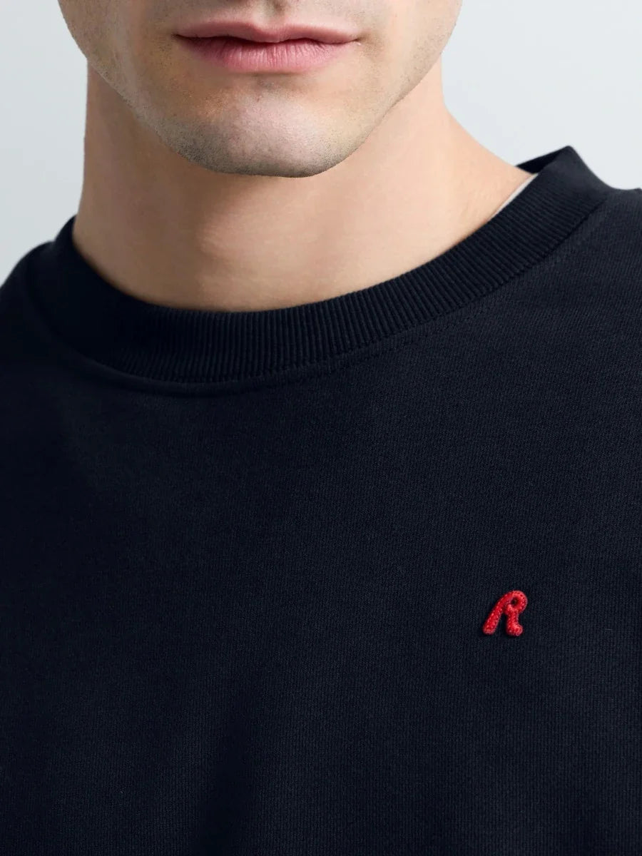 REPLAY MEN'S TERRY COTTON SWEATSHIRT WITH R EMBROIDERY